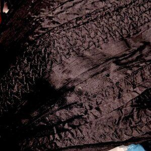 New Pleated Embroidered Sequin Crinkle Satin Fabric 1 Yard, Deep True Black